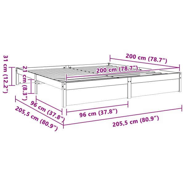 Рамка за легло Кафяво с восъчно покритие 200 x 200 cm