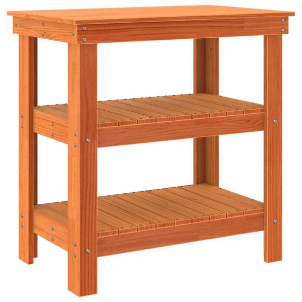 Работна маса с рафт Кафяво с восъчно покритие 78,5 x 50 x 80 см