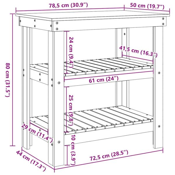 Работна маса с рафт Кафяво с восъчно покритие 78,5 x 50 x 80 см