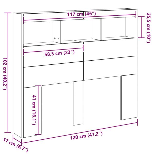 Облегалка за глава Черния дъб 120 x 17 x 102 cm Инженерно дърво