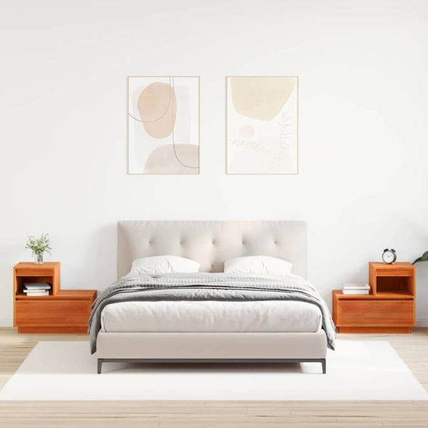 Нощен шкаф 2 pcs Кафяво с восъчно покритие 60 x 34 x 51 см