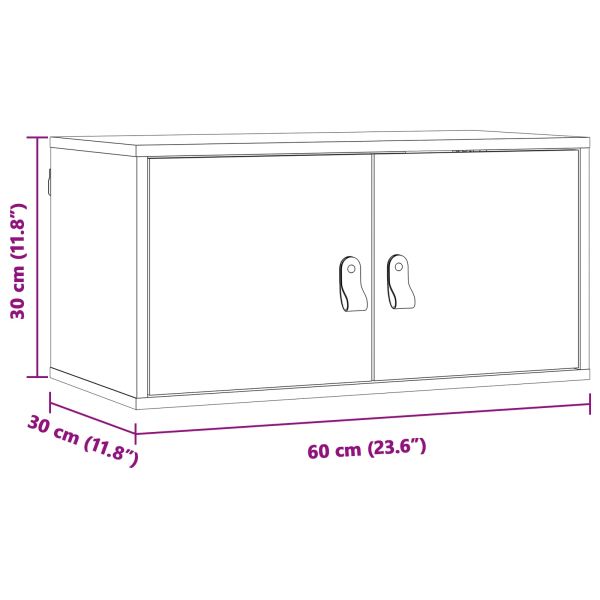 Стенен шкаф с рафт Кафяво с восъчно покритие 60 x 30 x 30 cm