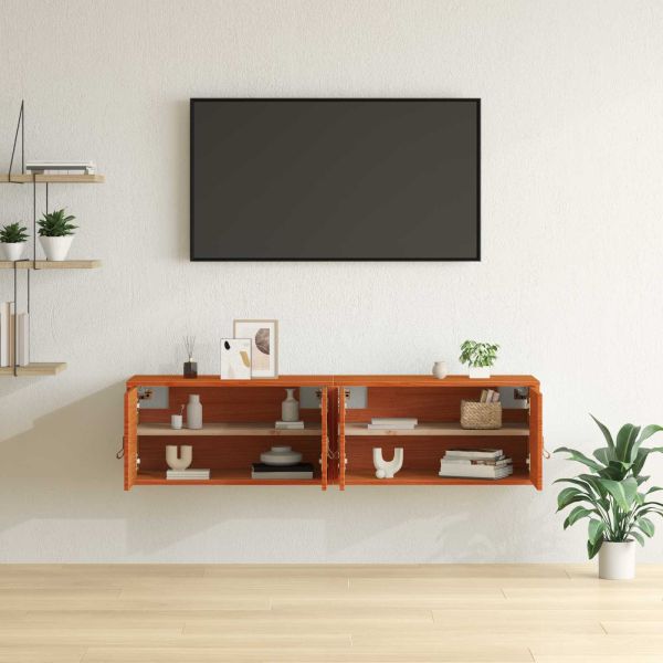 Стенен шкаф 2 pcs Кафяво с восъчно покритие 60 x 30 x 30 cm