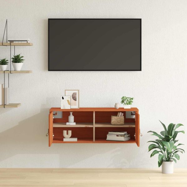 Стенен шкаф с рафт Кафяво с восъчно покритие 80 x 30 x 30 см