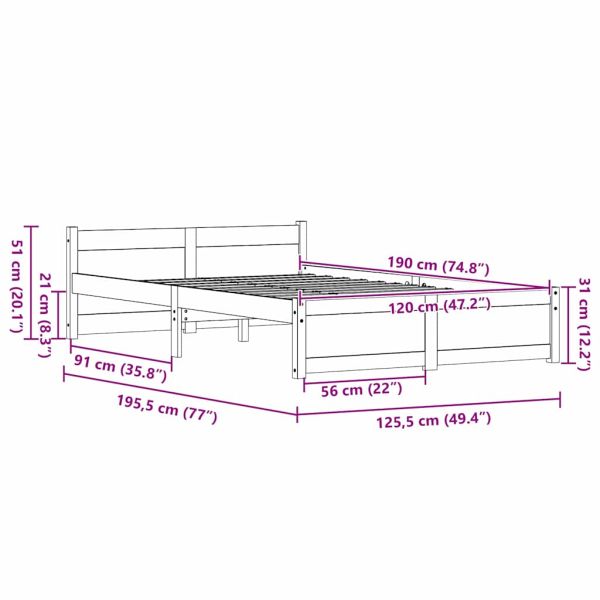 Рамка за легло Кафяво с восъчно покритие 205.5 x 95.5 x 51 см