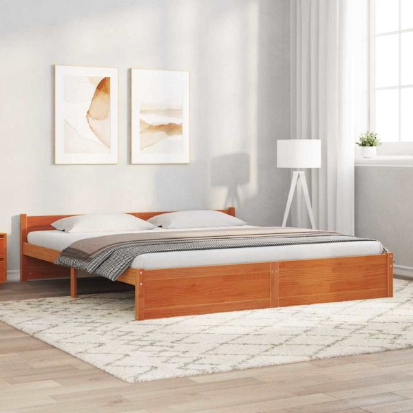 Рамка за легло Кафяво с восъчно покритие 205.5 x 95.5 x 51 см