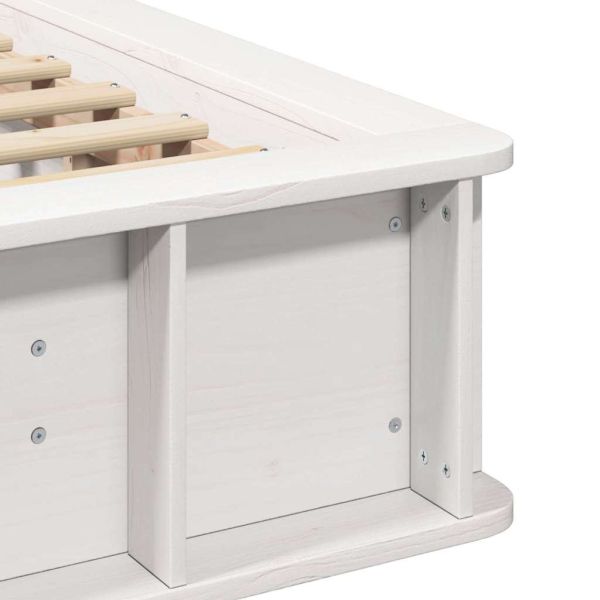 Рамка за легло Бяло 75 x 190 cm Солидно борово дърво