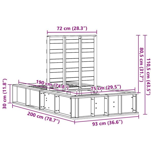 Рамка за легло Кафяво с восъчно покритие 75 x 190 cm