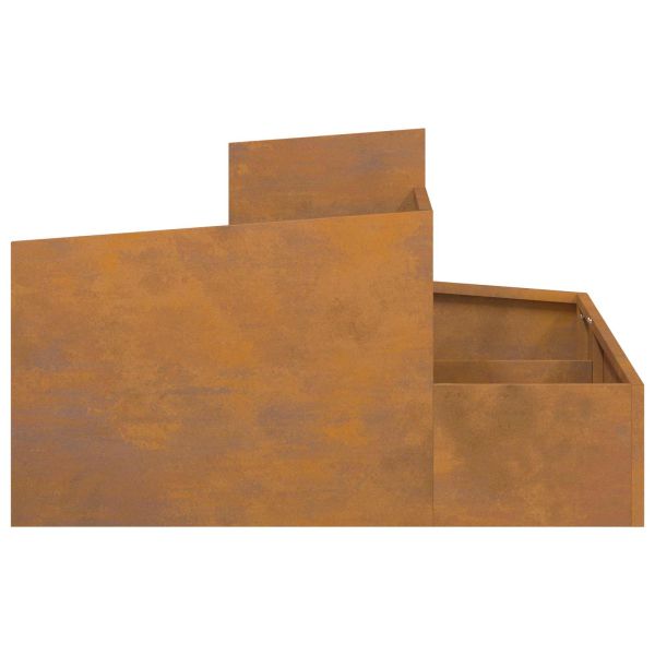 Градинска саксия Кафяво 80 x 80 x 50 см Патинираща стомана