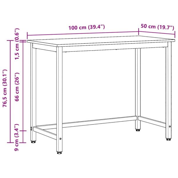 Маса Черния дъб 80 x 50 x 76,5 см Инженерна дървесина и стомана