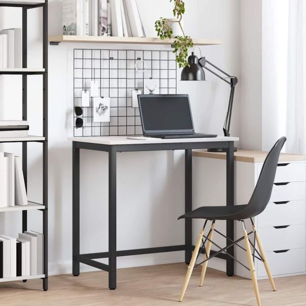 Маса Бяло 80 x 50 x 77 см Инженерна дървесина и стомана