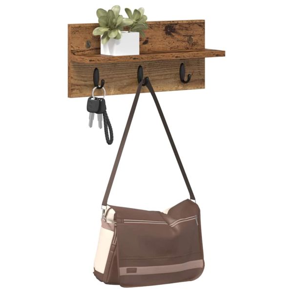 Стенен закачалка за палта Старо дърво 40 x 10,5 x 18 см