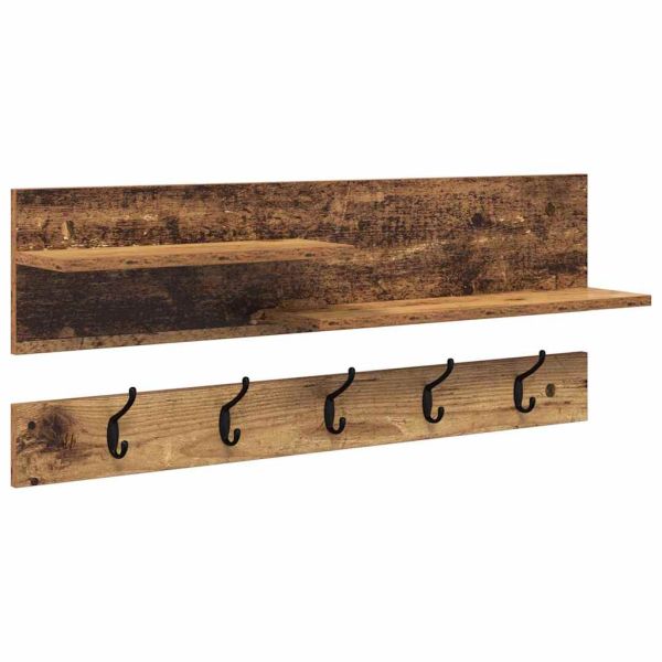 Стенен закачалка за палта с рафт Старо дърво 90 x 15 x 36 см