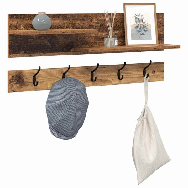 Стенен закачалка за палта с рафт Старо дърво 90 x 15 x 36 см