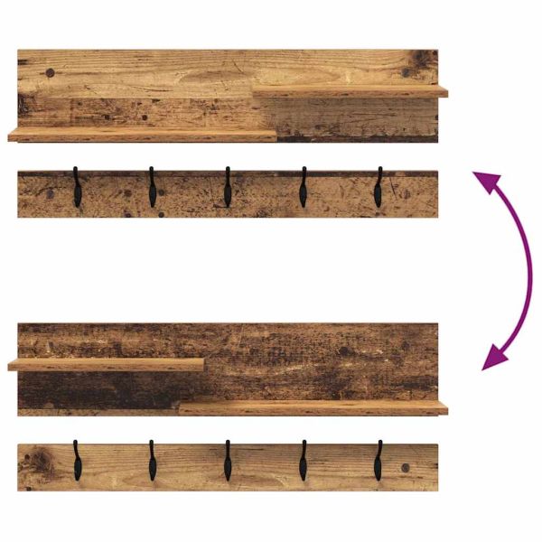 Стенен закачалка за палта с рафт Старо дърво 90 x 15 x 36 см
