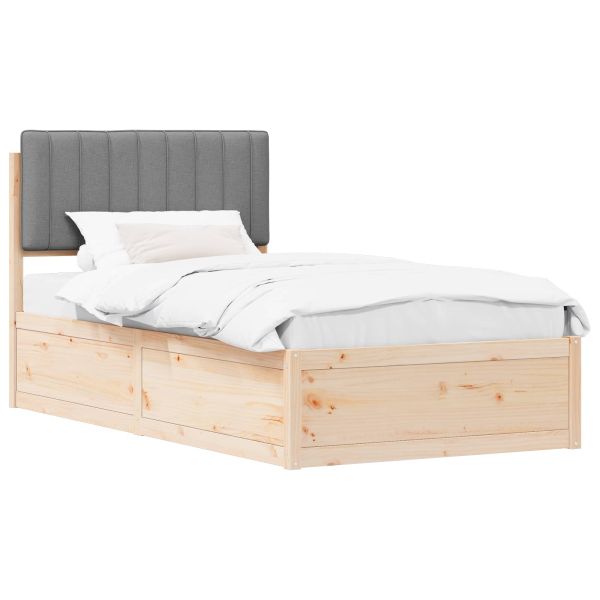 Леглова рамка с тапицирана гръбна част Светлосиво 100 x 200 cm