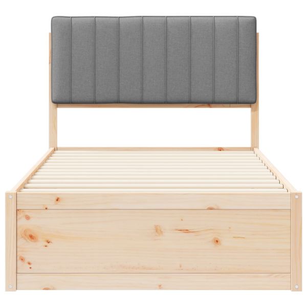 Леглова рамка с тапицирана гръбна част Светлосиво 100 x 200 cm