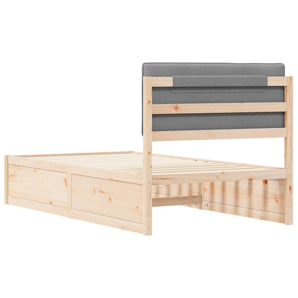 Леглова рамка с тапицирана гръбна част Светлосиво 100 x 200 cm