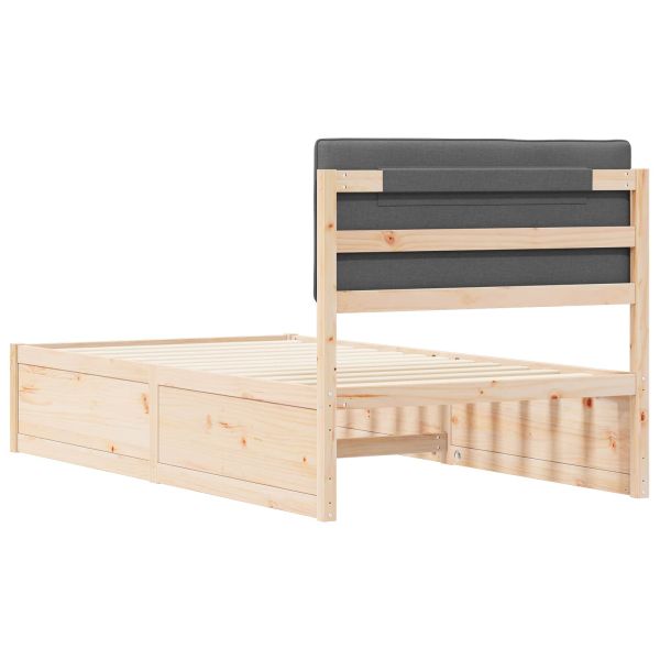 Леглова рамка с тапицирана гръбна част Тъмен сив 100 x 200 cm