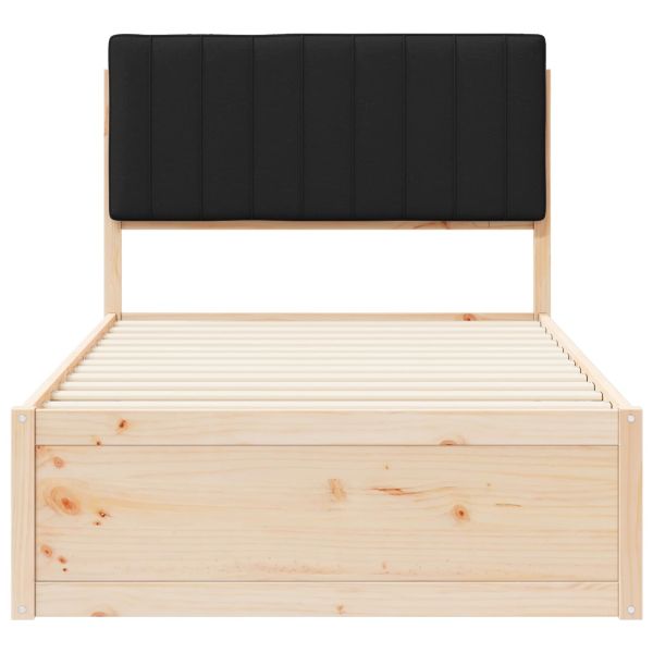 Леглова рамка с тапицирана гръбна част Черно 100 x 200 cm