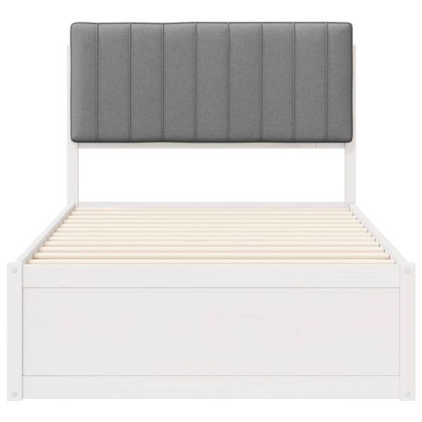 Леглова рамка с тапицирана гръбна част Светлосиво 100 x 200 cm