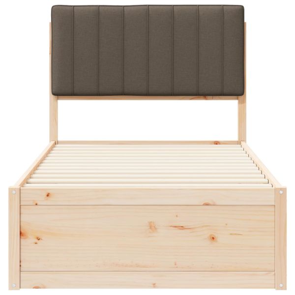 Леглова рамка с тапицирана гръбна част Таупе 90 x 200 cm