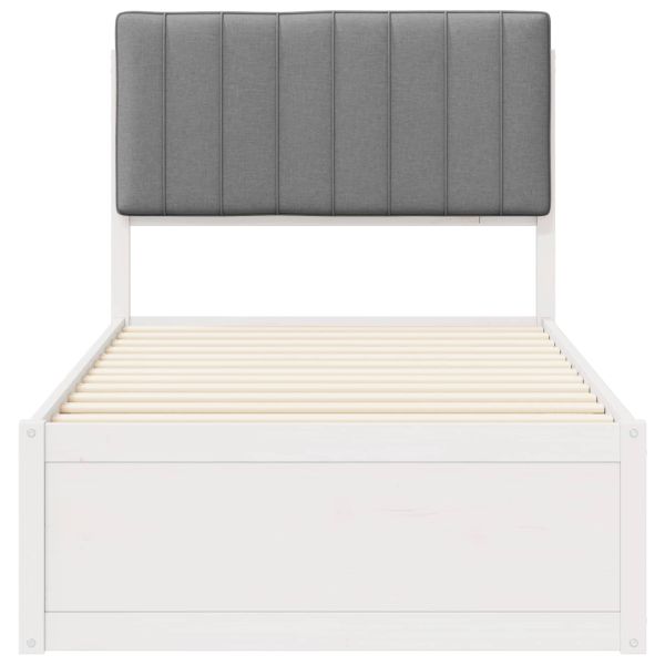 Леглова рамка с тапицирана гръбна част Светлосиво 90 x 200 cm