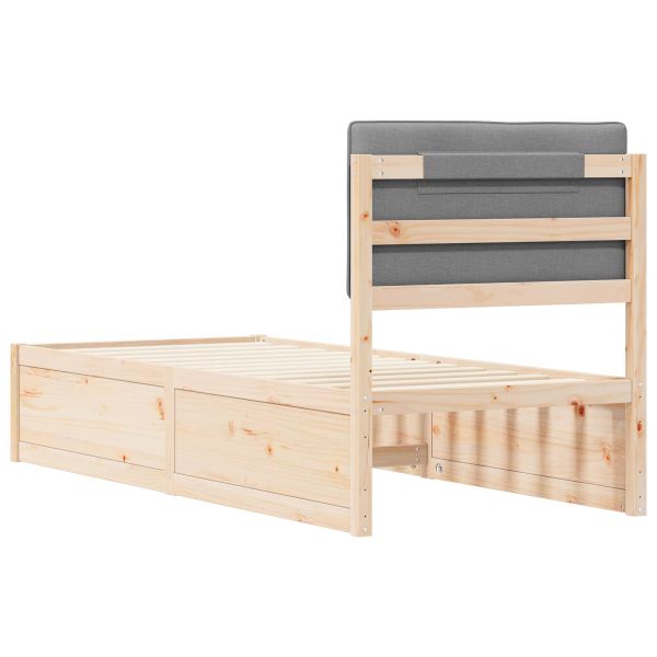 Леглова рамка с тапицирана гръбна част Светлосиво 80 x 200 cm