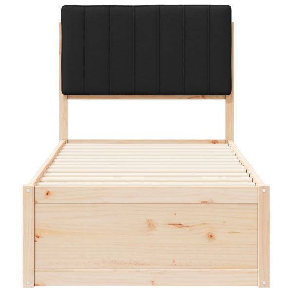 Леглова рамка с тапицирана гръбна част Черно 75 x 190 cm