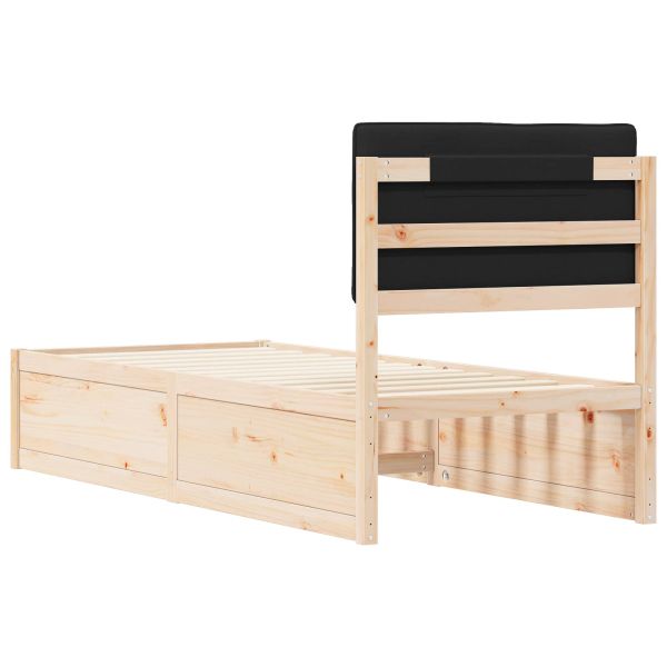 Леглова рамка с тапицирана гръбна част Черно 75 x 190 cm