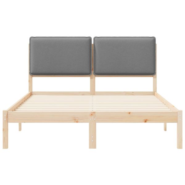 Леглова рамка с тапицирана гръбна част Светлосиво 150 x 200 cm