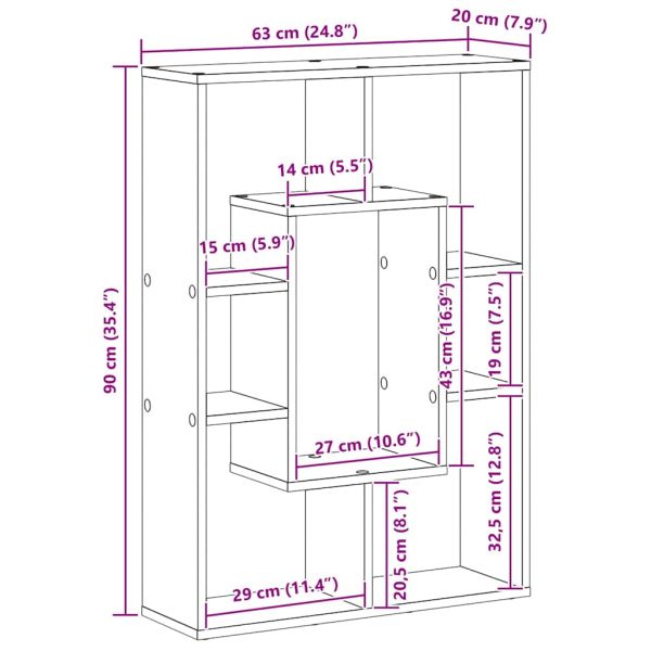 Шкаф за книги Черния дъб 63 x 20 x 90 см Инженерно дърво