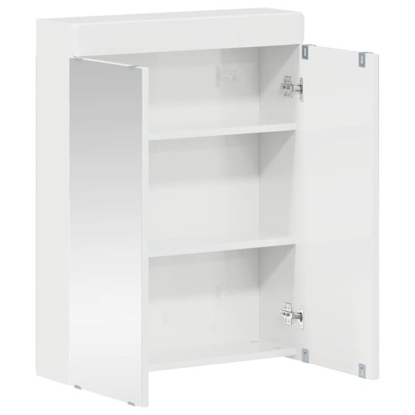 Шкаф с огледало за баня TULUM Лъскаво бяло 60 x 16,5 x 78 см