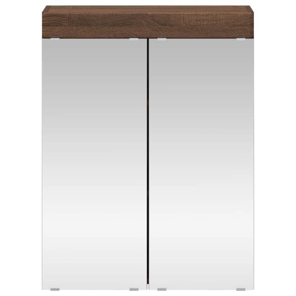 Шкаф с огледало за баня TULUM Кафяв дъб 60 x 16,5 x 78 см