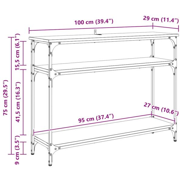 Конзолна маса с рафт Дъб 100 x 29 x 75 см Инженерно дърво