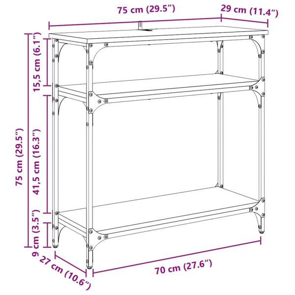 Конзолна маса с рафт Дъб 75 x 29 x 75 см Инженерно дърво