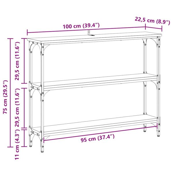 Конзолна маса с рафт Дъб 100 x 22,5 x 75 см Инженерно дърво