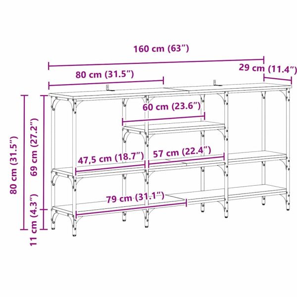 Конзолна маса дъб артизан 160 x 29 x 80 см Инженерно дърво