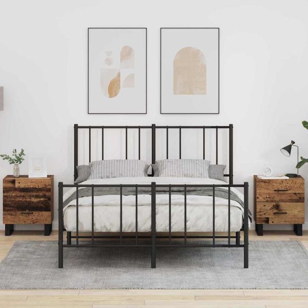 Нощен шкаф 2 pcs Старо дърво и черно 40 x 35 x 47,5 см