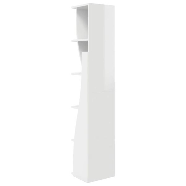 Ъглов шкаф Лъскаво бяло 27,5x27x140см Инженерно дърво