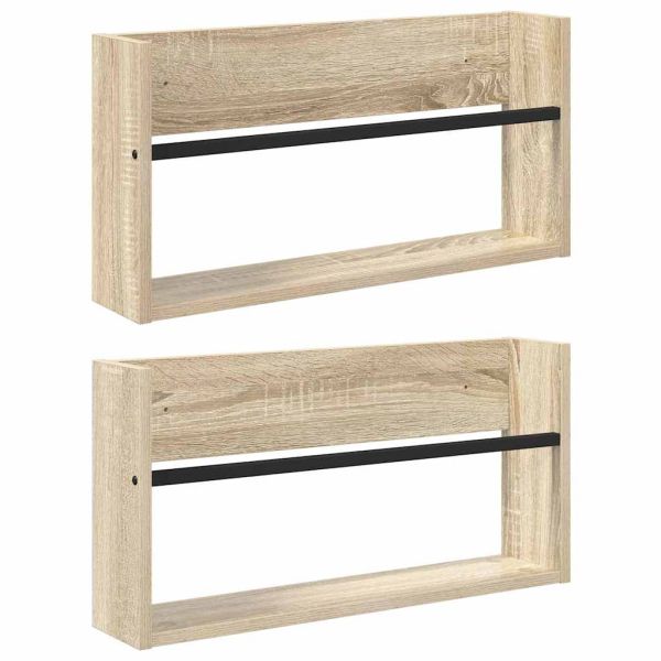 Етажерка за списания с рафт 2 pcs Сонома дъб 60 x 12 x 30 см