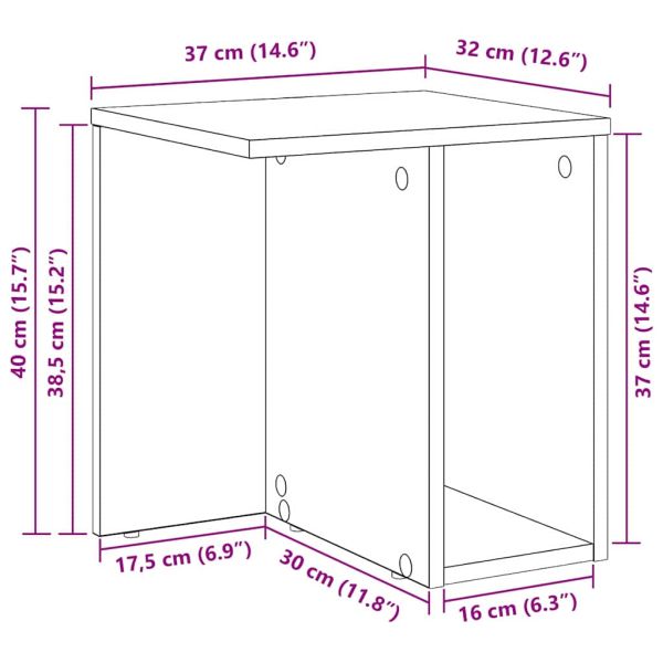 Крайна масичка Циментено сиво 37 x 32 x 40 см Инженерно дърво