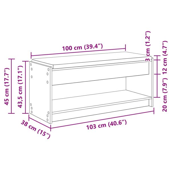 Пейка за коридор с възглавница Старо дърво 103 x 38 x 45 см