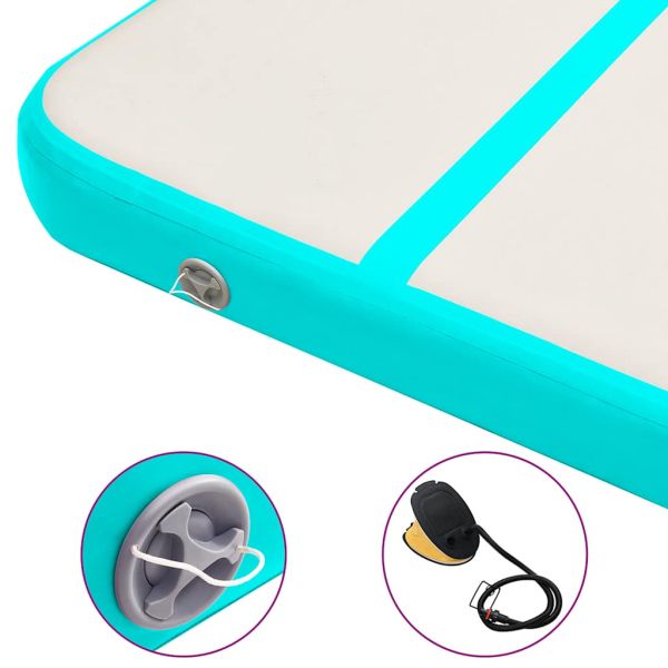 Надуваем дюшек за гимнастика с помпа, 600x100x15 см, PVC, зелен