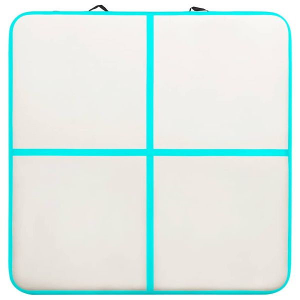 Надуваем дюшек за гимнастика с помпа, 200x200x10 см, PVC, зелен