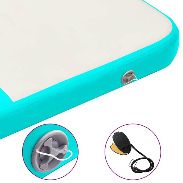 Надуваем дюшек за гимнастика с помпа, 200x200x10 см, PVC, зелен