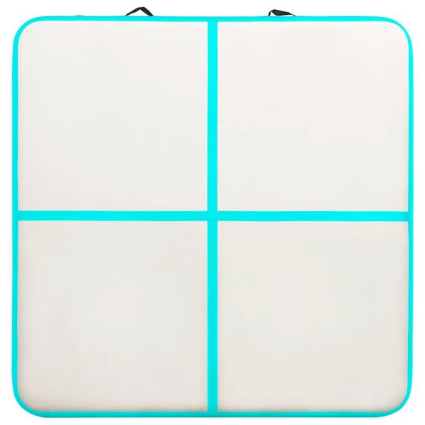 Надуваем дюшек за гимнастика с помпа, 200x200x20 см, PVC, зелен