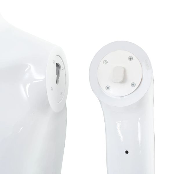 Мъжки манекен в цял ръст, стъклена основа, бял гланц, 185 см