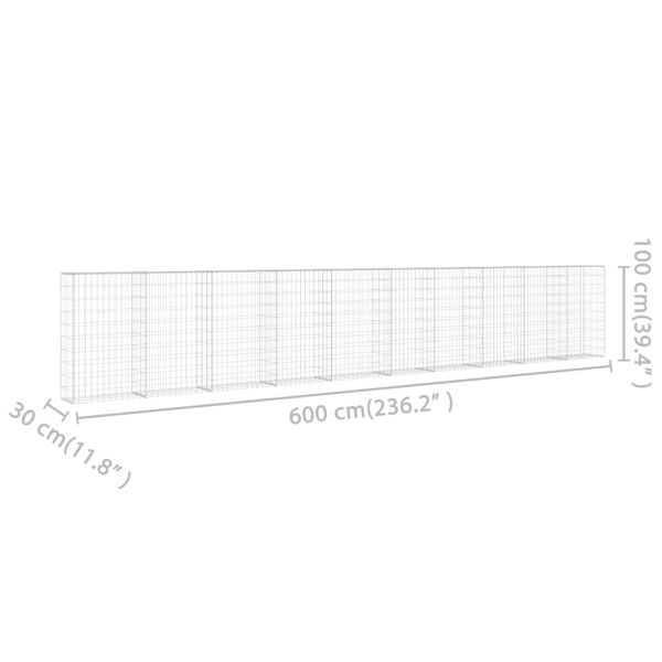 Габионна стена с капаци, поцинкована стомана, 600х30х100 см