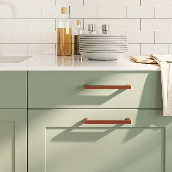 Дръжки за шкафове, 10 бр, бронз, 160 мм, неръждаема стомана